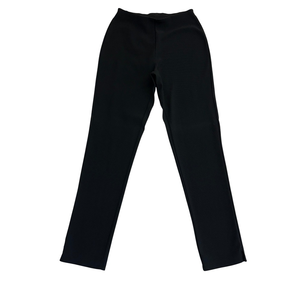Nordstrom Women Black Ribbed Knit Slim Leg Pull On Pants High Rise Solid